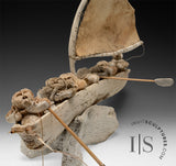 24" Masterpiece Whale Bone Umiak (Boat) by world famous Bob Kussy & Goota Ashoona